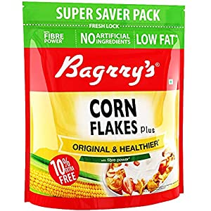 Bagrry’s Corn Flakes Plus | Original and Healthier | Low Fat & Cholesterol | High Fibre | Deliciously Crunchy | All…